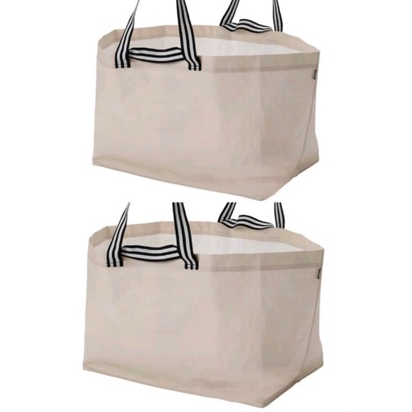 Ikea Bundle of 2 Reusable Tote Bag GORSNYGG Large Beige NEW NWT Storage Bags